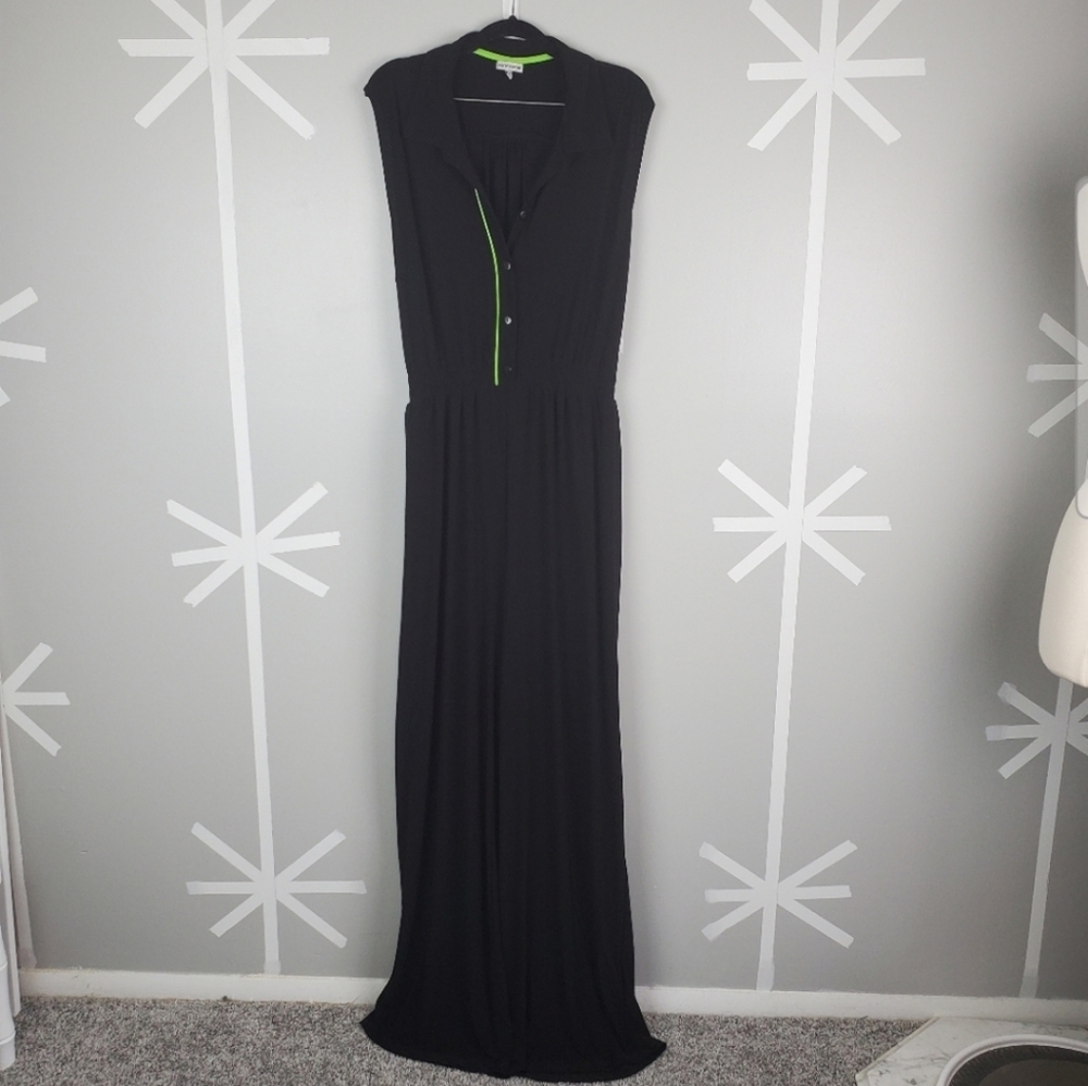 part & parcel | Black Sleeveless Jumpsuit with Neon Green Accent